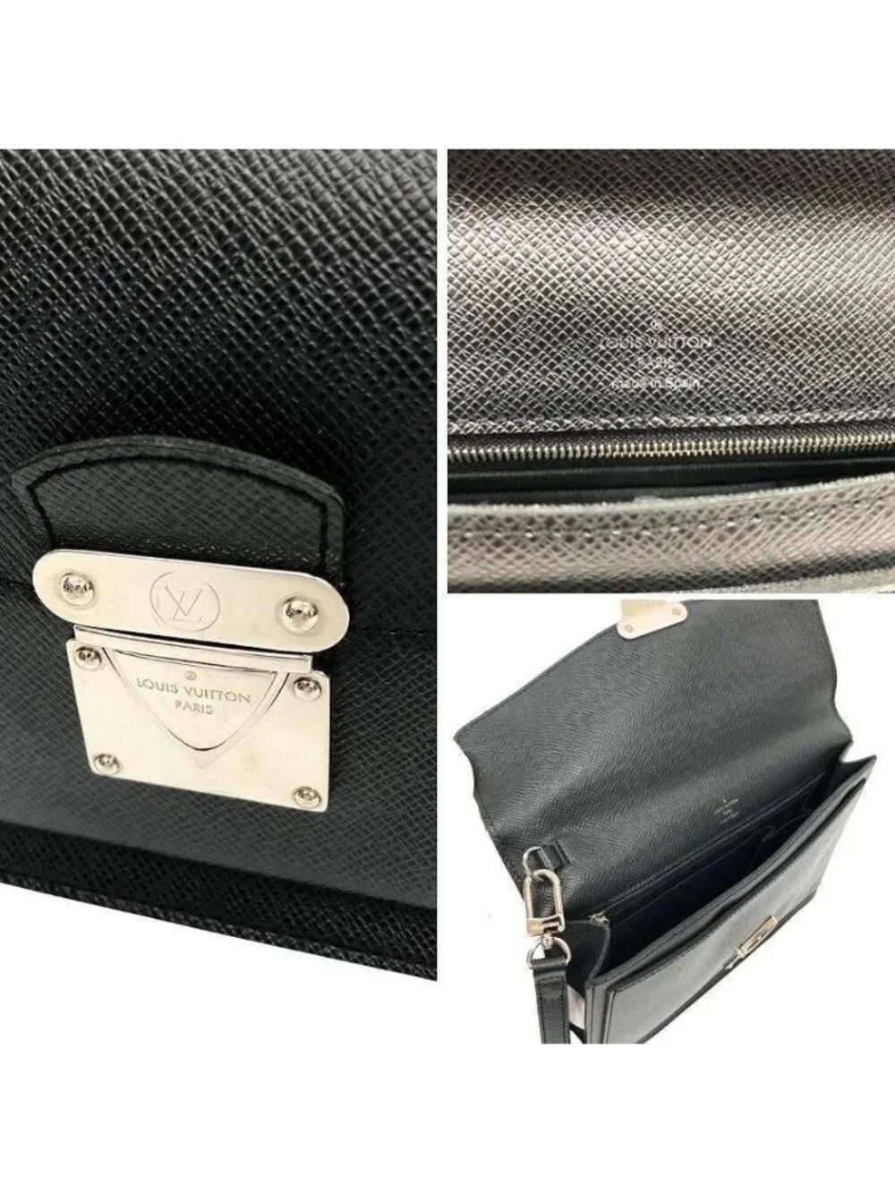 Louis Vuitton Taiga Belaia Second Handbag Clutch Ardoise Black